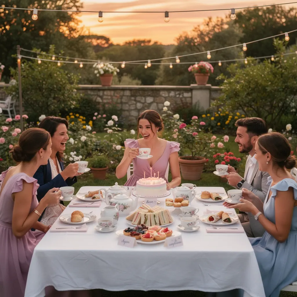 Un momento di relax con una persona che sorseggia tè in un giardino.